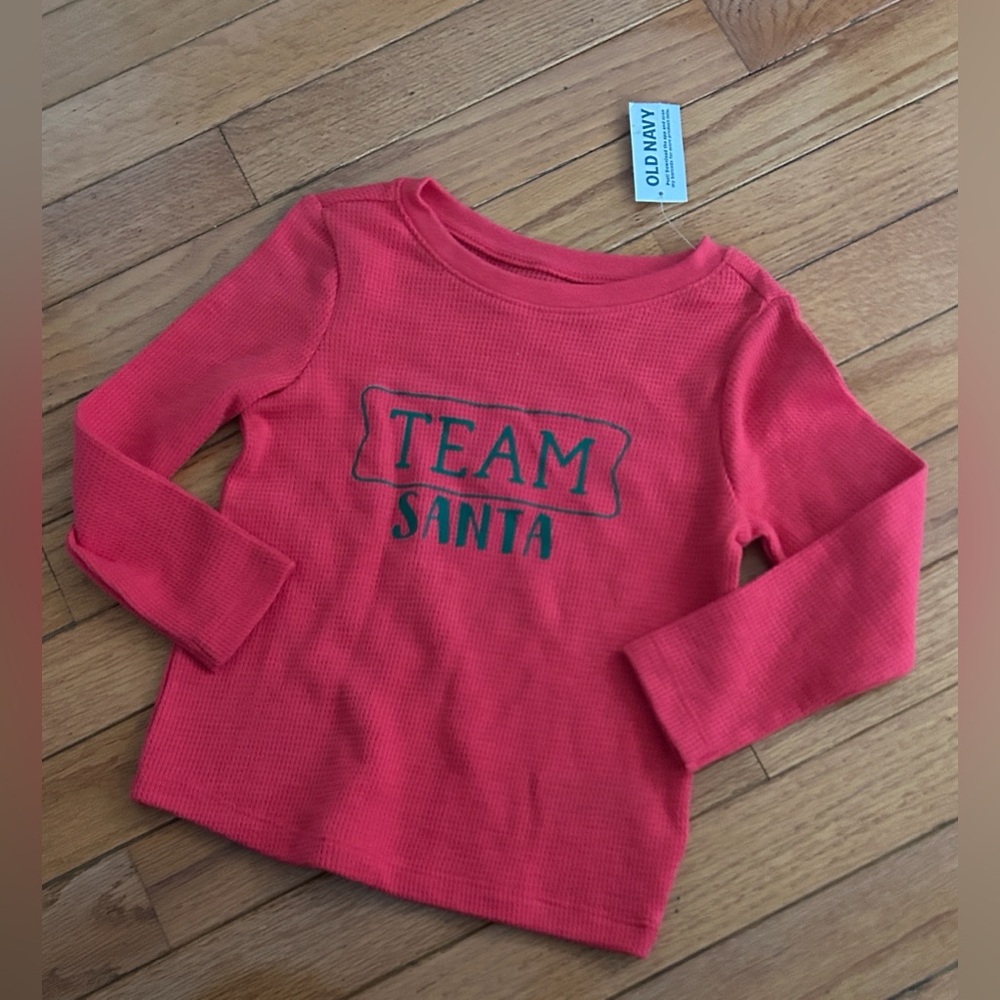 OLD NAVY Customized Longsleeve Shirt TEAM SANTA Toddler 2T NWT